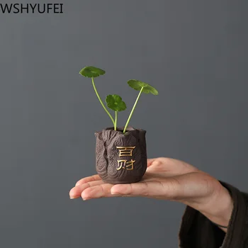 1 KOS Vijolično Gline Prsta Čaj pet Ornament Mini Vaza hydroponic rastlin Čaj namizni Pribor Boutique Ročno izdelane umetnostne Obrti
