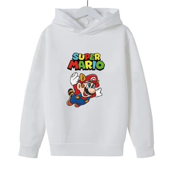 Mario Bros Fant Hoodies 3-14T Harajuku Risanka Tiskanja Kostum Runo Pomlad Jesen Udoben Vrhovi Otroci Anime Super Zings Otroška Oblačila