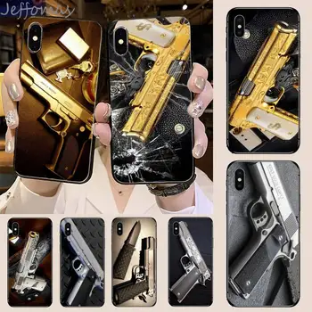 Omejena Izdaja 24K Gold 1911 Pištole Primeru Telefon za iPhone 11 12 mini pro XS MAX 8 7 6 6S Plus X 5S SE 2020 XR