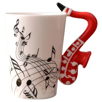 Vrč s Kitaro Edinstven Ročaj in Umetnosti, Glasbene note Ima Skodelice Čaja, Kave, Mleka, Keramične Skodelice Violino Pokal Glasbeniki Darilo