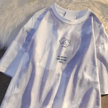 Kratek Rokav T-majice Ženske Tie-dye Oversize Harajuku Hip-hop korejski Modni Stil Črko O-vrat Ulične Design tshirts