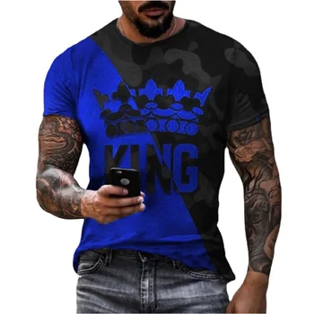 2021 novih moških KRALJ Krono 3D natisnjeni T-shirt je modna kratka sleeved vrhu priložnostne šport velikosti T-shirt za moške