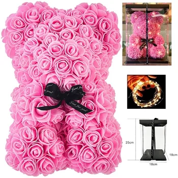 Rose Medved-Sestavljeni Rose medvedek-Več kot 250 Cvet - Darilo za Dan Matere,valentinovo,Ženske,Obletnico&Poročna Darila za mamo