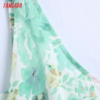 Tangada 2021 Poletje Moda za Ženske Cvetje Tiskanja Tank Obleko brez Rokavov Backless Ženski Priložnostne Dolgo Sundress BE103