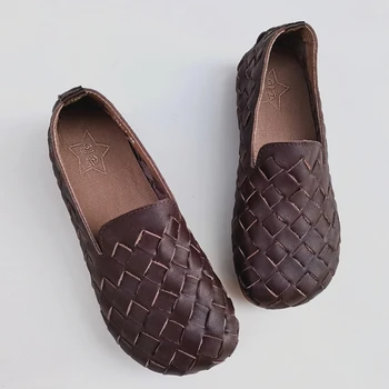Careaymade-Pravega Usnja Poletje Čisto ročno tkane retro gozd ženske čevlje Mori dekle prezračevanje mehko ravno dno čevlji