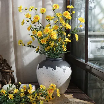 18 Glavo Daisy Cvet Svile Umetno Cvetje Majhne Divje Chrysanthemum Ponaredek Lila Cvetovi Cvet za Domačo Mizo Dekoracijo