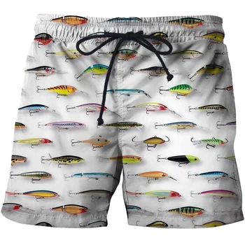 2021 Mens poletje 3D Ribolov natisnjeni plaža hlače unisex živali, rib ohlapne hlače hlače, Moške športne hlače visoko pasu moške Kopalke