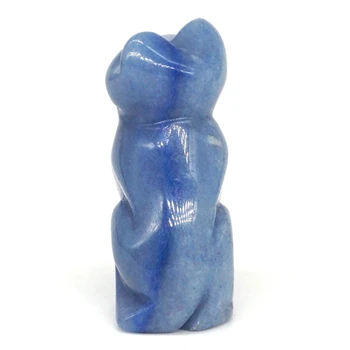 Mačka Figur Naravnih Gemstone, Modri Kremen Kamen Kristal Zdravljenja Kip Rock Dekor 1.5