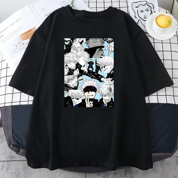 Anime Jujutsu Kaisen ženska Oblačila Hip Hop Znoj Dihanje Oblačila blagovne Znamke, T-Majice, Tiskanje Crewneck Priložnostne Harajuku T-Majice