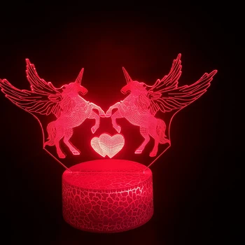 Samorog Pegasus Živali 3D Lučka Baterija Upravlja Neposredno Dobavo Srčkan Darilo za Rojstni dan za Otroke Hologram Led Nočna Lučka Lučka