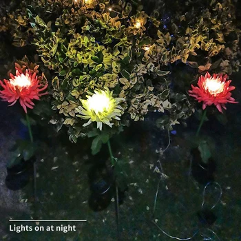 Nepremočljiva Solar Powered Umetno Chrysanthemum Svetlobe LED Zunanji Vrt, Dvorišče Simulacije Cvet Travnik Lučka Dekor