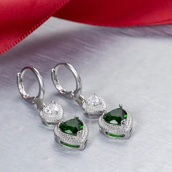 Korejski Moda Pendientes Srca Uhani Srčkan Pircing Kristalno Zeleno Uhani Hoop Luksuzni Nakit Orecchini Poroko Earing