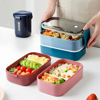 Japonski slog Multi-layer kosilo polje hrane posode za shranjevanje Prenosni Neprepustnih bento polje za otroke z Juho Pokal Zajtrk Škatle