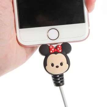2Pcs/Veliko Disney Kabel Zaščitnik Minnie Šiva, Polnilnik, USB Kabel, Navijalec Za Apple IPhone Za Android Pametni telefon Kabel usb Kabel