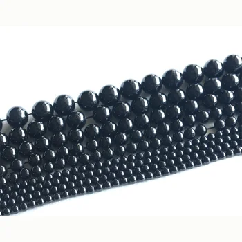 Debelo Visoko Kakovost Naravnega Pristnega Črni Turmalin Krog Izgubijo Kamen Biseri 3-20 mm Fit Nakit 15