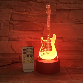 Daljinsko Kitara Noč Lahka 3D LED Lučka 7 Sprememba Barve Led USB Touch Control Stikalo Zaprtih Vzdušje Lučka Otroci Igrače Spusti Ladje