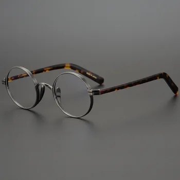 2021 Moške Krog Letnik Titana Acetat Očal Okvir Ženske Luksuzni Opitcal Recept Očala Japonski Ročno Očala