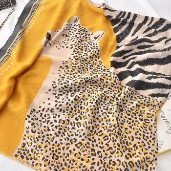 Modno Oblikovanje Seksi Leopard Pika Tassel Viskoze Šal Šal Visoke Kakovosti Neckerchief Jeseni, Pozimi Foulards Muslimanska Oblačila Hidžab Sjaal