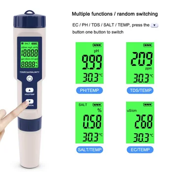 Tds Meter Digitalni Ph Meter Tester Kakovost Vode ES/SOL /Temperatura Detektorja Strokovno Pero Preskus Tipa Za Bazenih in Akvarijih 1PC