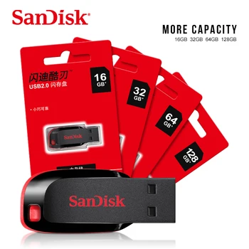 Prvotne SanDisk USB 2.0 CZ50 Pen Mini Disk 32GB 64GB 16GB USB Flash Drive, Pomnilniško kartico memory Stick U Disk, USB Ključ Pendrive