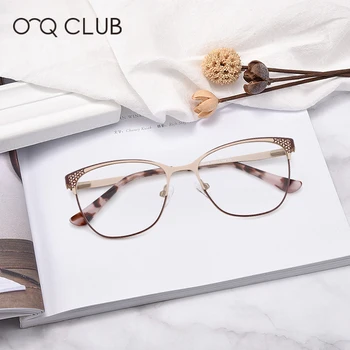 O-Q, KLUB Ženske Modni Očala Letnik Kovinski Kratkovidnost Optična Očala Okvirji Visoko Kakovost Ravno Leče Očala 202108