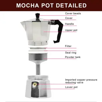 Aparat za kavo Aluminija Kavo Espresso Percolator Pot, aparat za Kavo Moka Pot 1cup/3cup/6cup/9cup/12cup Stovetop aparat za Kavo