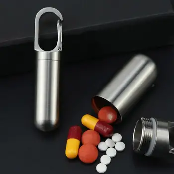 Jekla Nepremočljiva Pečat Kapsula na Prostem Mini Posode, obesek za ključe, Steklenico Medicine EOS Dodatki za Kampiranje na Prostem Majhno Orodje