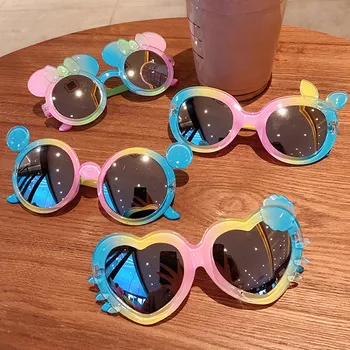 Zilead Risanka Ljubko Srce Krog Oblikovan Sončna Očala Otroci Flash Kristalno Okvir, Dekleta, Otroci Sončna Očala Ulica Premagal Baby Oculos