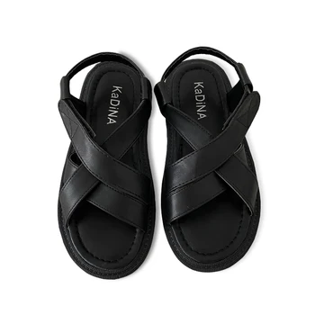 Črna preprost velcro debel-soled ženske čevlje poletje nov modni vse-tekmo udobno priložnostne, športni sandali