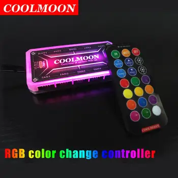 COOLMOON RGB Daljinski upravljalnik DC12V 5A LED Barva Inteligentni Krmilnik z 10 računalniki 6pin fan vrata 2 kosa 4pin lightbar vrata