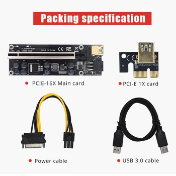 6pcs TISHRIC PCI-E Riser 009s Plus Kartica PCIE PCI E Razteznih GPU X16, USB 3.0, da 6pin Kabel Odcepa Za Video Kartice, Rudarstvo