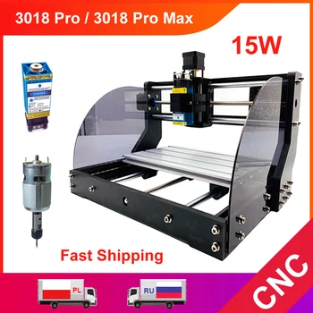 CNC 3018 Pro Max 15W Laser Graverja Les CNC Usmerjevalnik Rezalnik Tiskalnika DIY 3 Osni Rezkalni Lasersko Graviranje Stroj brez Povezave na Krmilnik