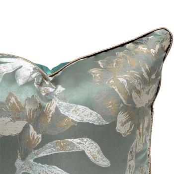 Diphylleia Simple Modern Cushion Cover Light Turquoise Floral Jacquard Silk Satin New Chinese Style Hug Pillow Case Bedroom