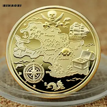 Pirat kovanec 32mm pozlačeni EMAJL Parizu stolp nostalgično spominsko značko ruske antičnih kovancev za zbiranje okostje kovanec držite