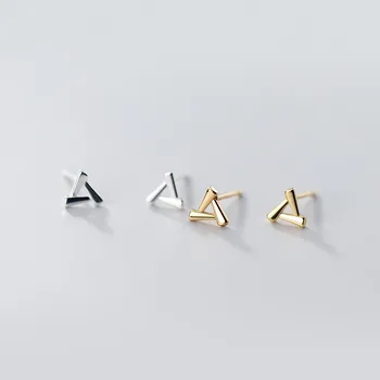 WANTME Resnično 925 Sterling Srebro Minimalističen Geometrijske Trikotnik Elegantna Stud Uhani za Ženske Očarljivo Teen Stranka Nakit