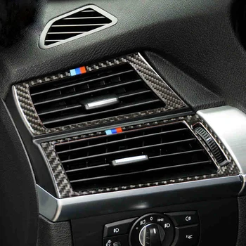 Ogljikovih Vlaken Za BMW E70 E71 X5 X6 Notranje zadeve Prestavljanje klimatska Naprava AC CD Plošči Branje Svetlobe Kritje Trim Nalepke, Dodatki