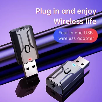 4 V 1 5.0 Bluetooth Adapter USB Brezžična tehnologija Bluetooth Oddajnik Sprejemnik Glasbe, Audio Za PC TV Avto Hands-free (3,5 mm