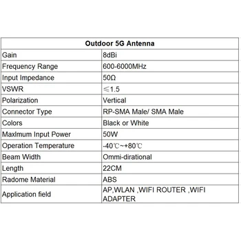 2pcs 5G 5.8 G Antena 8dBi RP-SMA ali SMA Moški Dual Band 5G 5.8 G wifi Antena Črna ali Bela