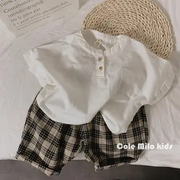 Umetnost otroška majica poletje bombaž in lan korejski fant kratka sleeved majico dekle svoboden zahodni slog vrh otroka P4719