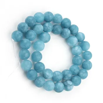 Naravni Kamen Mat Modra Jades Kroglice Perles Krog Svoboden Distančnik Kroglice Za Nakit, Izdelava 15
