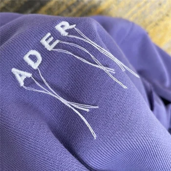 Vijolična Tassel ADER NAPAKA Crewneck Hoodie Moških Vezenje Vezenje ADER Logotip Adererror Trenirke Ženske hoodies