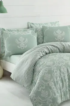 Mehka Zelena udobno posteljnino niz posteljo posteljnino rjuhe kritje+ ravno list+Prevleke 4pcs